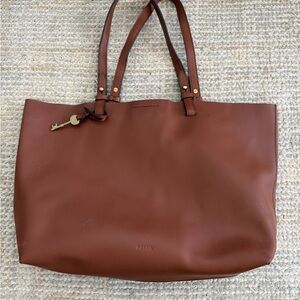 Fossil Rich Brown Leather Tote